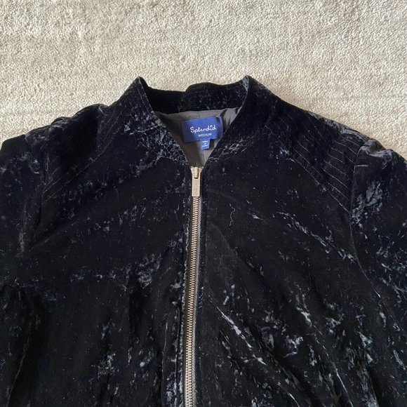 Splendid Black Velvet Bomber Jacket - Picture 8 of 12